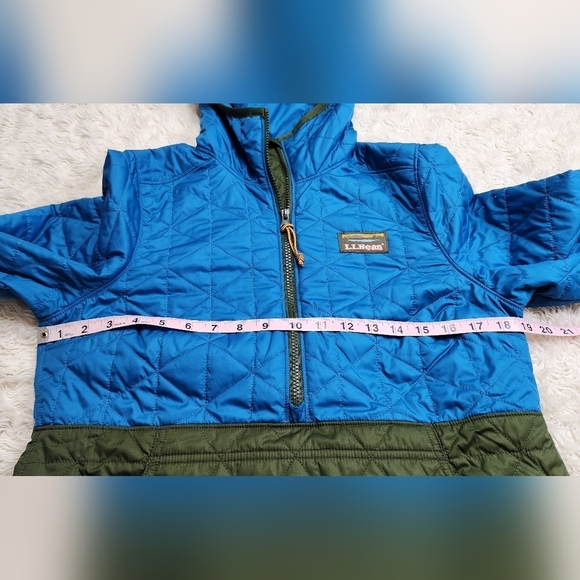 LL Bean Katahdin Pullover Quilted Colorblock Anorak Jacket Tuscan Olive/Teal XXS - Picture 9 of 15
